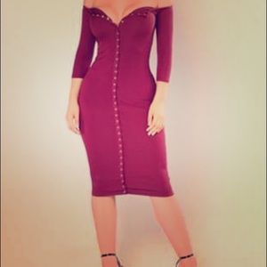 Comfortable burgundy button up dress, never worn.